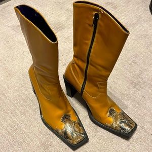 Italian cowboy leather boot size 37 w/3” heel